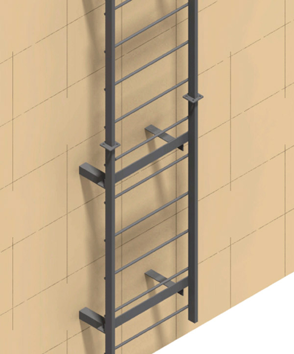 крепление вертикальной лестницы к стене